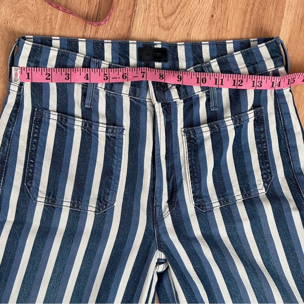 MOTHER Denim Patch Pocket Twister Sneak Blue and White Striped HighRise Jeans 26 - Picture 10 of 14